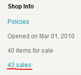 Информация о продажах на etsy.com